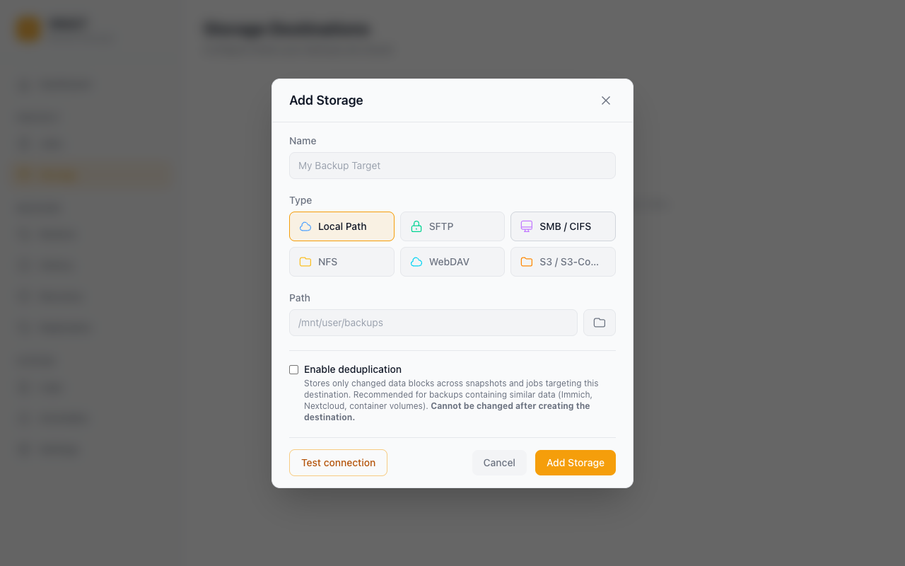 Storage type picker